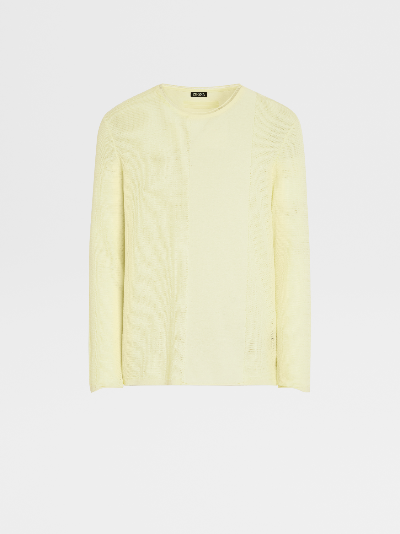 Light Yellow Pure Cotton Fashion Show Knit Crewneck